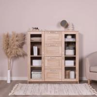 Тумба Сириус, 2 двери со стеклом и 4 ящика, 117х41х123 см, Сонома, ширина 117 см с полками и выдвижными ящиками, для хранения вещей дома, стеклянные дверцы