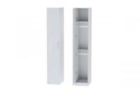 Шкаф 2 с фасадом Иннэс 7 ширина 40 см, Белый глянец и Белый ЛДСП, распашной, пенал, в гостиную, в спальню