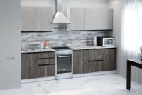 Кухонный гарнитур Нефрит экстра 2500, цвет Бетон светлый/Бетон темный, ширина 250 см, со столешницей модульный, с выдвижными ящиками, с полками