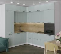 Кухонный гарнитур Лиора гранд прайм 2200*2500мм угловая ширина 220*250см цвет сумерки/белый/дуб бунратти с выдвижными ящиками,с пеналом