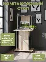 Компьютерный стол КСТ-12, цвет Дуб Сонома, ширина 60 см с полками, для подростка учебный письменный на колесиках