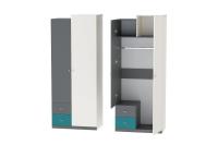 Шкаф ШК-1 Клео Графит Миндаль Океан, ширина 90 см, со штангой, с ящиками, с полкой, в спальню, в прихожую