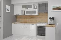 Кухонный гарнитур Жасмин стандарт 1600 мм, цвет Белый глянец, модульная, со столешницей, прямой, напольные и навесные шкафы, с полками, с выдвижными ящиками