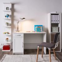 Стол письменный КАСТОР, 116х65х75 см, Белый, ширина 116 см, с тумбой и ящиком для школьника или студента, учебный для ноутбука