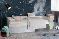 Кровать Морти Дуб крафт белый/Цемент светлый (настил)