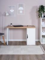 Стол письменный Ингар, с дверцей, 120x75x55, белый, столешница дуб беленый, ширина 120 см, с полками для книг и тетрадей, учебный для студента или школьника