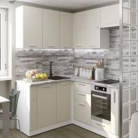 Кухонный гарнитур Дюна мега прайм 2 1600*1700, цвет Кашемир, угловой, с выдвижными ящиками, с дверцами, напольные и навесные шкафы