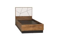 Кровать одинарная 54.17 Гамма ширина 90 см, Таксония / ясень анкор светлый / ПВХ белый, для спальни, в детскую для подростка