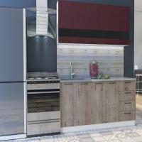 Кухня Астра 1600х600 Красное дерево / Дуб галиано, для кухни, для дома, с полками и выдвижными ящиками