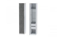 Шкаф 3 с фасадом Иннэс 7 ширина 40 см, Бетон графит и Белый ЛДСП, распашной шкаф, в спальню, в гостиную, гардероб