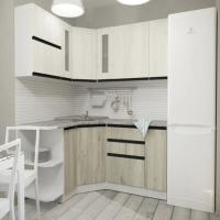 Кухонный гарнитур Паола оптима 1500*1800, Цвет Дуб грей/Дуб браун, ширина 150 см * 180 см, с навесными шкафами, с выдвижными ящиками, с полками, с тумбой под мойку