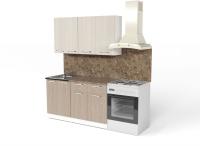 Кухонный гарнитур Ольга медиум 2 1400, Цвет Латте/Карамель, ширина 140 см, с навесными шкафами, с выдвижными ящиками, с тумбой под мойку
