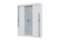 Шкаф-купе "Victor" Цвет Белый и Бетон ширина 160 см ЛДСП с полками и штангой для спальни, прихожей, гостиной