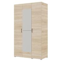 Шкаф 3ств 1200 Бостон с зеркалом, цвет Сонома (4 ящика+полки Б+штанга)