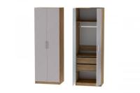 Шкаф 3 с фасадом Иннэс 7 ширина 80 см, Грэй софт и ЛДСП Дуб Крафт золотой, распашной, в гостиную, в спальню