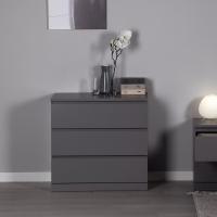 Комод ВАРМА, 3 ящика, 80х78х40 см, эмаль серая, ширина 80 см в спальню или прихожую, тумба для дома