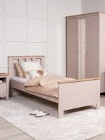 Кровать односпальная САГА, цвет Кашемир / Ясень, ширина спального места 90 см, для детской или взрослой спальни, для подростка, одинарная