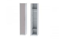 Шкаф 1 с фасадом Иннэс 7 Грэй софт и Белый ЛДСП, ширина 40 см, распашной, пенал, в гостиную, в спальню