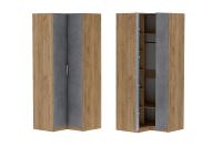 Иннэс-7" Шкаф Угловой Дуб Крафт и Бетон Графит МДФ, ширина 100 см, шкаф распашной, в гостиную
