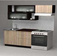 Кухонный гарнитур Сабрина экстра 1700мм прямая ширина 170см цвет Дуб сонома/венге с ящиками,подъемными дверками с витринами,