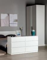 Комод Кастор, 6 ящиков, 129х40х71 см, цвет Белый, ширина 130 см, напольный широкий с выдвижными ящиками в спальню или зал