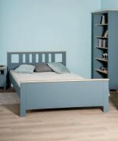 Кровать двойная САГА 160 на 200, цвет Темно-бирюзовый и Ясень, ширина с/м 160 см, на ножках в спальню для дома