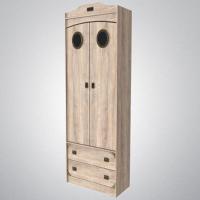 Шкаф 2х створчатый комб-й Мираж-1 Дуб Баррик ширина 90 см ЛДСП с полками с ящиками для детской со штангой