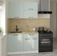 Кухонный гарнитур Лиора лайт 1200 прямая ширина 120см цвет сумерки/белый/ дуб бунратти с выдвижными ящиками, с подъемными дверками