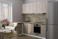 GER Кухонный гарнитур Альба прайм 400, Цвет Дуб Браун/Мокко, ширина 110*200 см, с навесными шкафами, с выдвижными ящиками, с тумбой под мойку