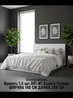 Кровать 1,4 арт.001-М1 Бодега/Caiman Белый, ширина 140 см, экокожа, двуспальная кровать, мебель для спальни