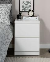 Тумба прикроватная Мальта, 2 ящика, 48х40х54 см, цвет Белый, для спальни шириной 40 см, напольная