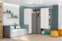 Молодежная Клео набор 5 Графит Миндаль Океан, ширина 225 см, комплект мебели, в подростковую, в детскую, в спальню