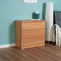 Комод ВАРМА, 3 ящика, 80х78х40 см, шпон натурального дерева, дуб беленый , ширина 80 см в спальню или прихожую, тумба для дома
