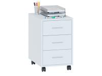 Тумба КТ-350, цвет Белый, ширина 38 см, на поворотных ножках колесиках, с ящиками, офисная, учебная