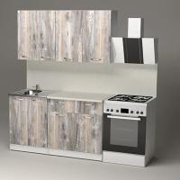 Кухонный гарнитур Арина медиум 1400, Цвет Пайн экзотик, ширина 140 см, с навесными шкафами, с выдвижными ящиками, с тумбой под мойку