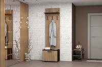 Прихожая "Сафари". Модуль С-2 Дуб Венге, Дуб Крафт Золотой, ширина 60 см, с вешалкой, с ящиками