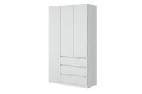 Шкаф распашной МС "Соната", ширина 120 см, Цвет Белый Текстурный, трёхдверный, с полками, со штангой, с ящиками