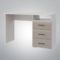 Стол Ненси 1200/3 ящика, цвет Ясень шимо светлый/Капучино глянец, ширина 120 см, учебный, для школьника, компьютерный, для ноутбука, детский