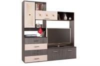 Центр ТВ МС "Белла", Ясень шимо темный/ Ясень шимо светлый, ширина 200 см, высота 212 см, под телевизор, в зал или гостиную