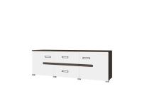 Тумба ТВ "Вегас" цвет Венге и Белый глянец ширина 160 см с полками и ящиками для спальни, гостиной напольная