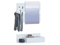 Прихожая ВШ-14, Белая, ширина 72 см с зеркалом и выдвижным ящиков, с вешалкой в коридор для дома