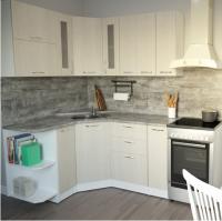 Кухонный гарнитур Лариса оптима 3 1500*1800 ширина 150*180см цвет латте/белый/кантри угловой,с ящиками, с подъемными дверками