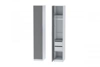 Шкаф 3 с фасадом Иннэс 7 ширина 40 см, Графит и Белый ЛДСП, шкаф распашной, для одежды, в спальню, в гостиную