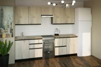 Кухонный гарнитур Равенна мега 2500, Цвет Дуб браун, ширина 250 см, с навесными шкафами, с выдвижными ящиками, с тумбой под мойку