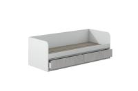 Кровать МС "Соната" цвет Белый Текстурный, Дуб Крафт Белый, 80 см , подростковая для подростка мальчика и девочки, напольная, с ящиками