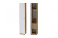 Шкаф 3 с фасадом Иннэс 7 ширина 40 см, Белый глянец и Дуб Крафт золотой, шкаф распашной, для одежды, в спальню, в гостиную
