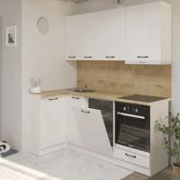 Кухонный гарнитур Жасмин прайм 1100*2000 мм, цвет Белый глянец, модульная, со столешницей, угловой, напольные и настенные шкафы, с выдвижными ящиками, с полками