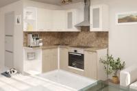 Кухонный гарнитур Ольга прайм 3 1500*2000, Цвет Латте/Карамель, ширина 150 см * 200 см, с навесными шкафами, с выдвижными ящиками, с полками, с тумбой под мойку