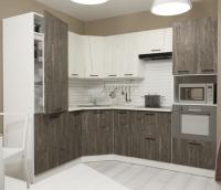 Кухонный гарнитур Сиена оптима 1800х2400 мм угловая ширина 180см*240см цвет Дуб грей/ Бетон темный/сосна с пеналами, ящиками