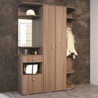 Прихожая комплект "Виза" Ясень шимо темный Набор, с обувницей, со шкафом, с зеркалом, в коридор / ширина 120 см